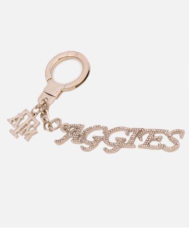 Texas A&M Rhinestone Gold Keychain