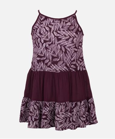 Maroon Ruffle Bottom Printed Tank Dress