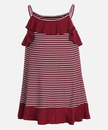 Striped Flounce Chest Tank Dress