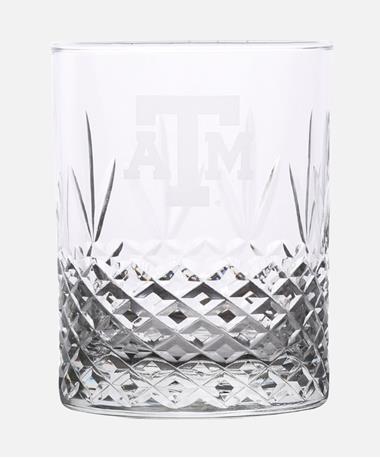 Texas A&M Aggie Diamond Cut Rocks Glass
