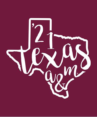 Texas A&M Class of 2021 Texas Decal