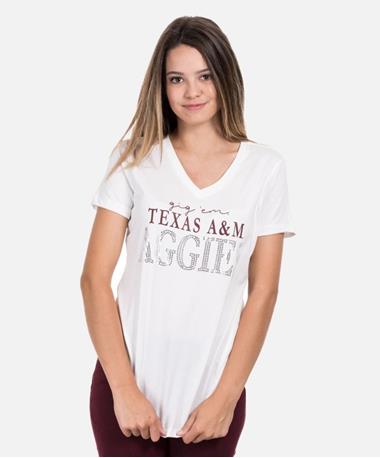 Texas A&M Gig Em Caroline V-Neck Top