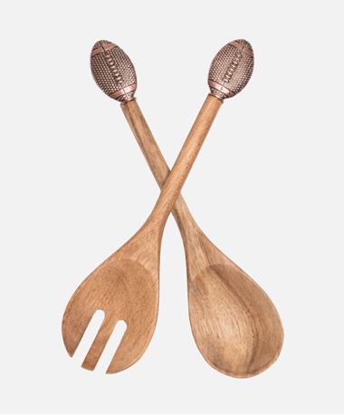 Football Wood Salad Servers