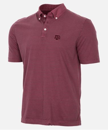 Thomas Dean TAMU Stripe Twil Collar Polo
