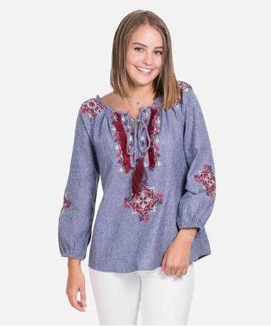 Dropped Shoulder Denim Long Sleeve