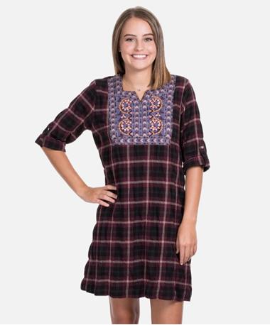 3 Quarter Sleeve Dress with Mix Pattern