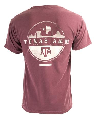 Texas A&M Skyline Circle Design T Shirt