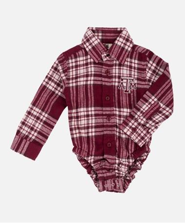 Wes Willy Texas A&M Infant Plaid Onesie
