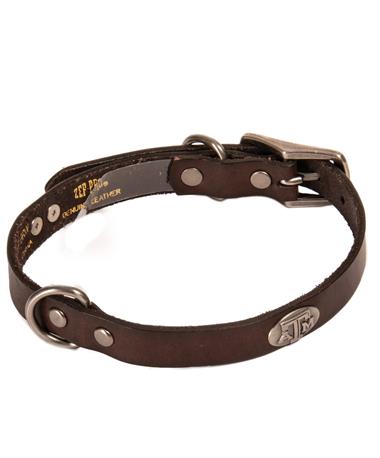 Zepplin Texas A&M Leather Dog Collar