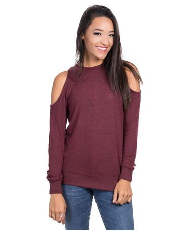 Marled Cold Shoulder Pullover